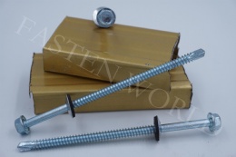 Hexagonal self drilling screw with metal/rubber EPDM washer